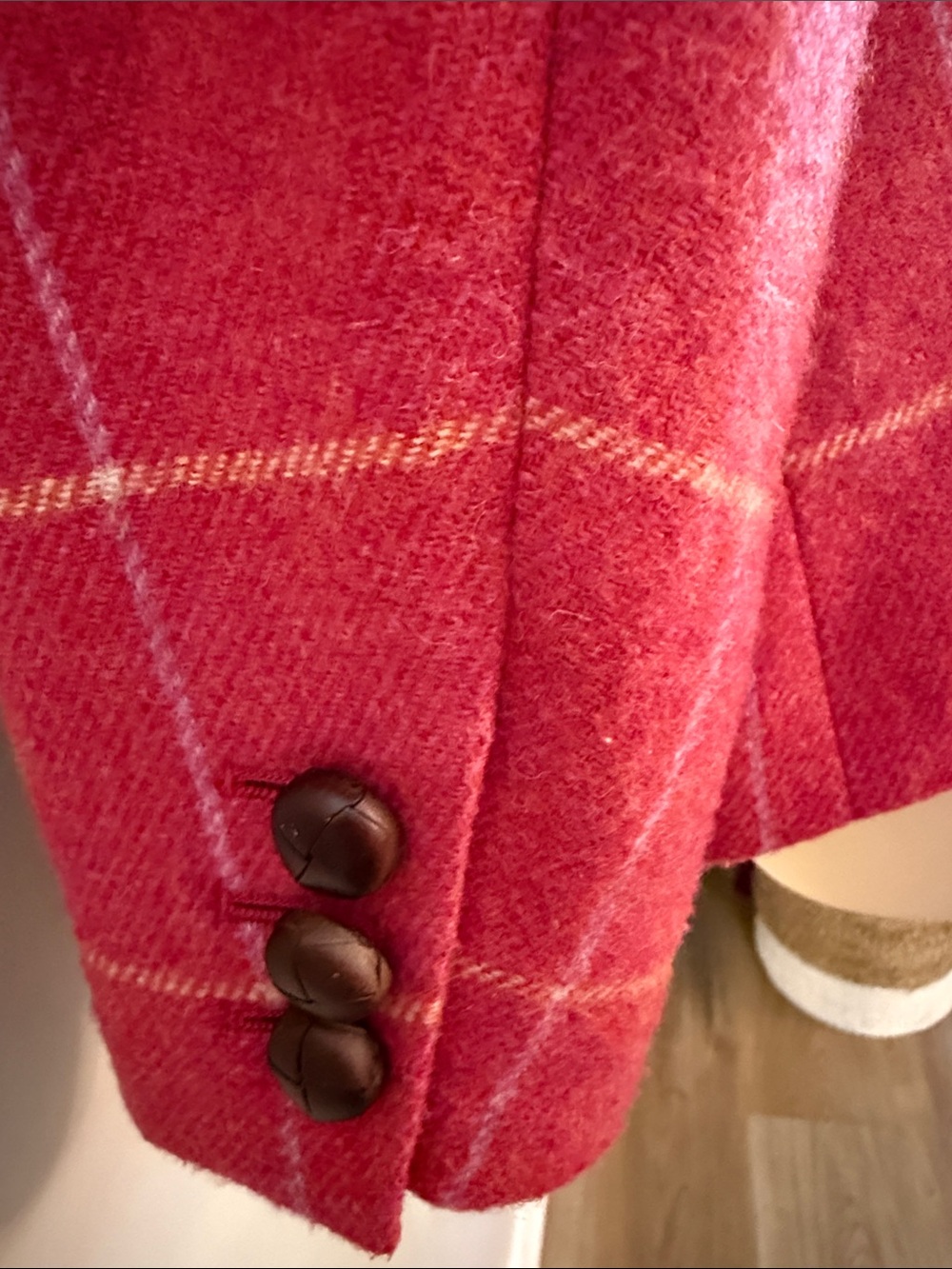 Talbots Pink Shetland Windowpane Wool-Blend Blazer 12 Petite Classic Preppy - Picture 10 of 16